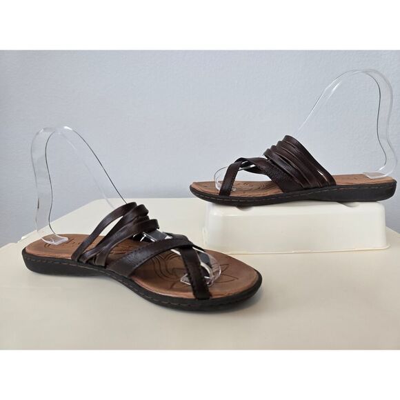 B.O.C. Born Alisha Chocolate Brown Strappy Comfort Slide Sandals Size 6 Women’s - Picture 2 of 7